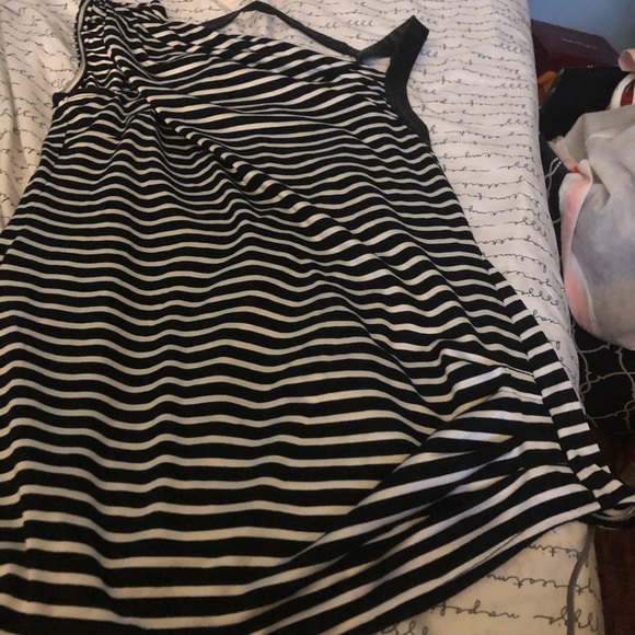 Bebe striped top w leather straps open back - Picture 3 of 4